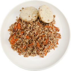 Биточки паровые с гречкой и овощами ВКУСНО ЖИТЬ, 250г, крупный план