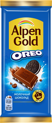 Шоколад молочный ALPEN GOLD Орео со вкусом ванили и кусочками печенья, 85г, фотография