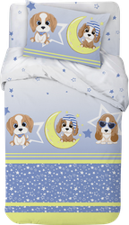 Комплект постельного белья детский LITTLE TIMES для детской кроватки, поплин, панно, фотография