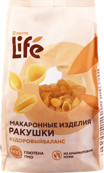 Макароны безглютеновые ЛЕНТА LIFE Ракушки, из кукурузной муки с добавлением амарантовой, 250г, картинка