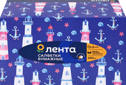 Салфетки бумажные ЛЕНТА белые, в коробке, 200шт, фотография