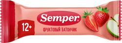 Изображение товара Батончик фруктово-ягодный SEMPER Яблоко и клубника, с 12 месяцев, 15г
