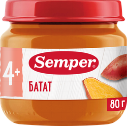 Пюре овощное SEMPER Батат, с 4 месяцев, 80г, изображение