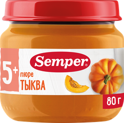 Пюре овощное SEMPER Тыква, с 5 месяцев, 80г, картинка