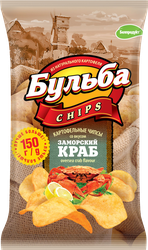 Чипсы картофельные БУЛЬБА CHIPS со вкусом заморского краба, 150г, фото