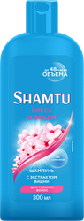 Шампунь для волос SHAMTU Блеск и объем c экстрактом вишни, 300мл, крупный план