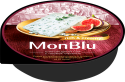 Сыр MONBLU Сливочный с голубой благородной плесенью 60%, без змж, весовой, картинка