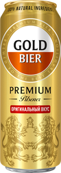 Пиво светлое GOLD Premium Pilsener пастеризованное 4,8%, 0.43л, крупный план