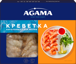 Изображение товара Креветки Королевские свежемороженые AGAMA Для жарки, без головы, 1кг