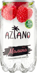 Напиток AZIANO Raspberry fruit sparkling drink со вкусом малины газированный, 0.35л, крупный план