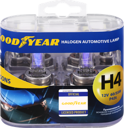 Лампа галогенная автомобильная GOODYEAR All seasons Н4 12V 60/55W P43t, 2шт, крупный план