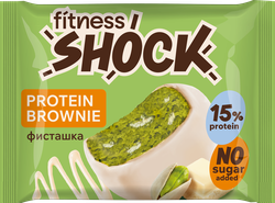 Брауни FITNESSHOCK Белый шоколад и фисташка, 50г, вид