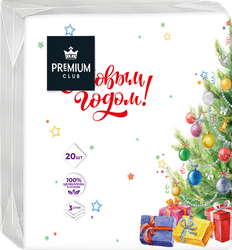 Салфетки бумажные PREMIUM CLUB Елочки 3-слоя, 33х33см, 20шт, картинка