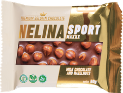 Шоколад молочный NELINA Sport с цельными ядрами фундука, 50г, вид