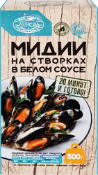 Мясо мидий AURORA в белом соусе, на створках, 500г, детальное фото