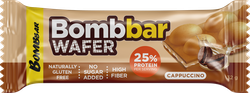 Батончик вафельный BOMBBAR с молочно-ореховой пастой со вкусом капучино, 32г, крупный план