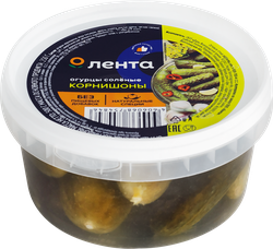 Огурцы соленые ЛЕНТА Корнишоны, 500г, картинка