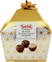 Конфеты SORINI Bauletto Gold с хрустящими хлопьями и орехами и молочной начинкой, 300г, фото