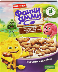 Подушечки мультизлаковые ФАННИ ЯММИ с шоколадной начинкой, 220г, картинка