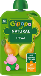Пюре фруктовое GIPOPO Нежная грушка, с 4 месяцев, 80г, крупный план