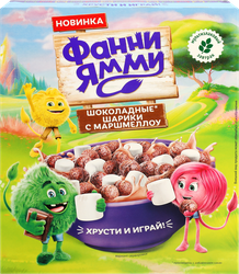 Готовый завтрак ФАННИ ЯММИ Шоколадные шарики, с какао и маршмеллоу, 200г, крупный план