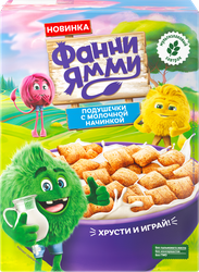Подушечки мультизлаковые ФАННИ ЯММИ с молочной начинкой, 220г, детальное фото