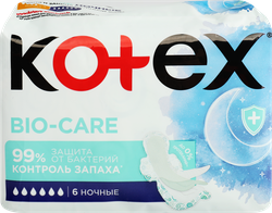 Прокладки гигиенические KOTEX Bio-care ночные, 6шт, изображение