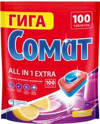 Изображение товара Таблетки для посудомоечной машины СОМАТ Все-в-1 Экстра Лимон, 100шт