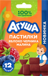 Пастилки фруктовые детские АГУША Конструктор, яблоко, черника и малина, с 12 месяцев, 12г, изображение