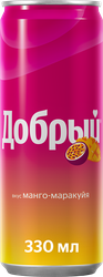 Напиток ДОБРЫЙ Манго, маракуйя сильногазированный, 0.33л, крупный план