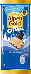 Шоколад молочный ALPEN GOLD Два шоколада с белым шоколадом, со вкусом ванили и кусочками печенья, 85г, вид