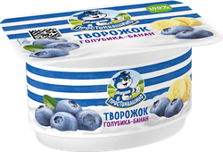 Творожок ПРОСТОКВАШИНО с голубикой, бананом 3,6%, без змж, 110г, вид