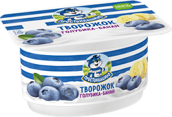 Творожок ПРОСТОКВАШИНО с голубикой, бананом 3,6%, без змж, 110г, фотография