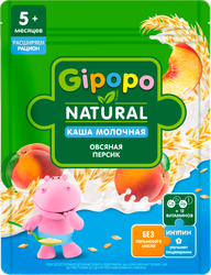 Каша овсяная GIPOPO Natural молочная, с персиком, с 5 месяцев, 200г, крупный план