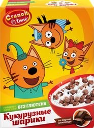 Изображение товара Готовый завтрак CRUNCH TIME Три кота, шарики с шоколадным вкусом, 170г