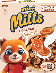 Готовый завтрак MINI MILLS Подушечки с начинкой со вкусом соленой карамели, 200г, картинка
