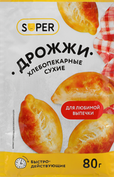 Дрожжи хлебопекарные SUPER сухие, 80г, картинка