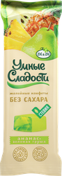 Конфеты желейные УМНЫЕ СЛАДОСТИ со вкусом ананас-зеленая груша, без сахара, без глютена, 90г, фотография