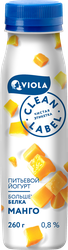 Йогурт питьевой VIOLA Clean Label с манго 0,8%, без змж, 260г, крупный план