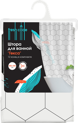 Штора для ванной FRESH CODE с принтом, 180х180см, Арт. 77183, картинка