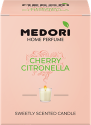 Свеча ароматическая MEDORI Cherry Citronnela, в стакане, 70мл, крупный план