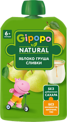 Изображение товара Пюре фруктовое GIPOPO Яблоко, груша и сливки, с 6 месяцев, 90г
