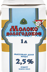 Молоко ультрапастеризованное ИЗ ВОЛОГДЫ 2,5%, без змж, 1000мл, картинка
