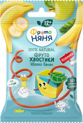 Фруктовые кусочки ФРУТОНЯНЯ ФрутоХвостики Яблоко-банан, с 12 месяцев, 15г, вид