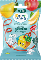 Фруктовые кусочки ФРУТОНЯНЯ ФрутоХвостики Яблоко-груша, с 12 месяцев, 15г, фото
