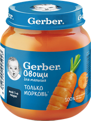 Пюре овощное GERBER Морковь, с 4 месяцев, 125г, фотография