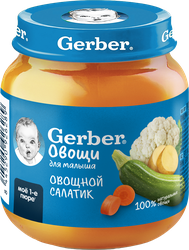 Пюре овощное GERBER Овощной салатик, с 5 месяцев, 125г, крупный план
