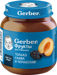 Пюре фруктовое GERBER Слива и чернослив, с 5 месяцев, 125г, изображение
