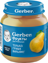 Пюре фруктовое GERBER Груша вильямс, с 4 месяцев, 125г, изображение
