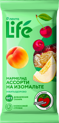 Мармелад желейный ЛЕНТА LIFE Ассорти, формовой в кокосовой стружке, на изомальте, 195г, крупный план